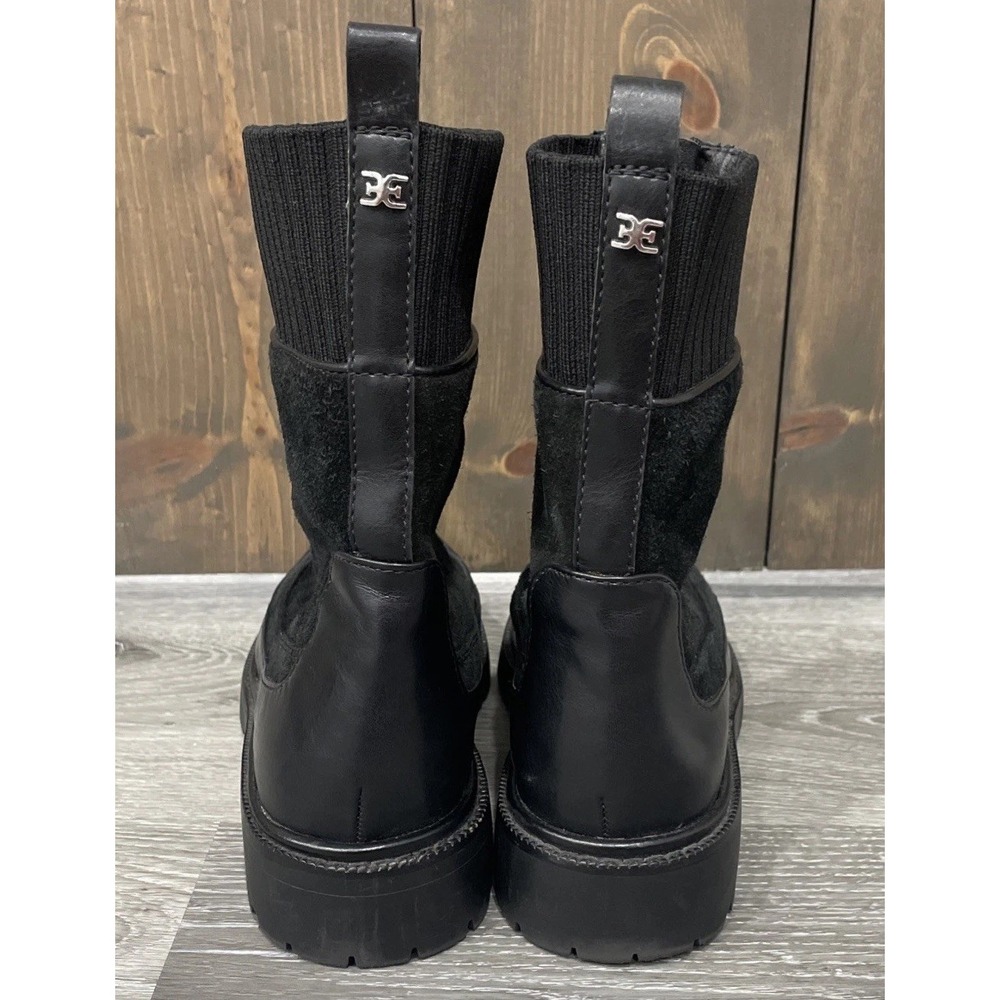 Sam Edelman Leone Lug Sole Chelsea Boots Black Leather Zip Front Women's Sz 9.5 - Picture 4 of 7